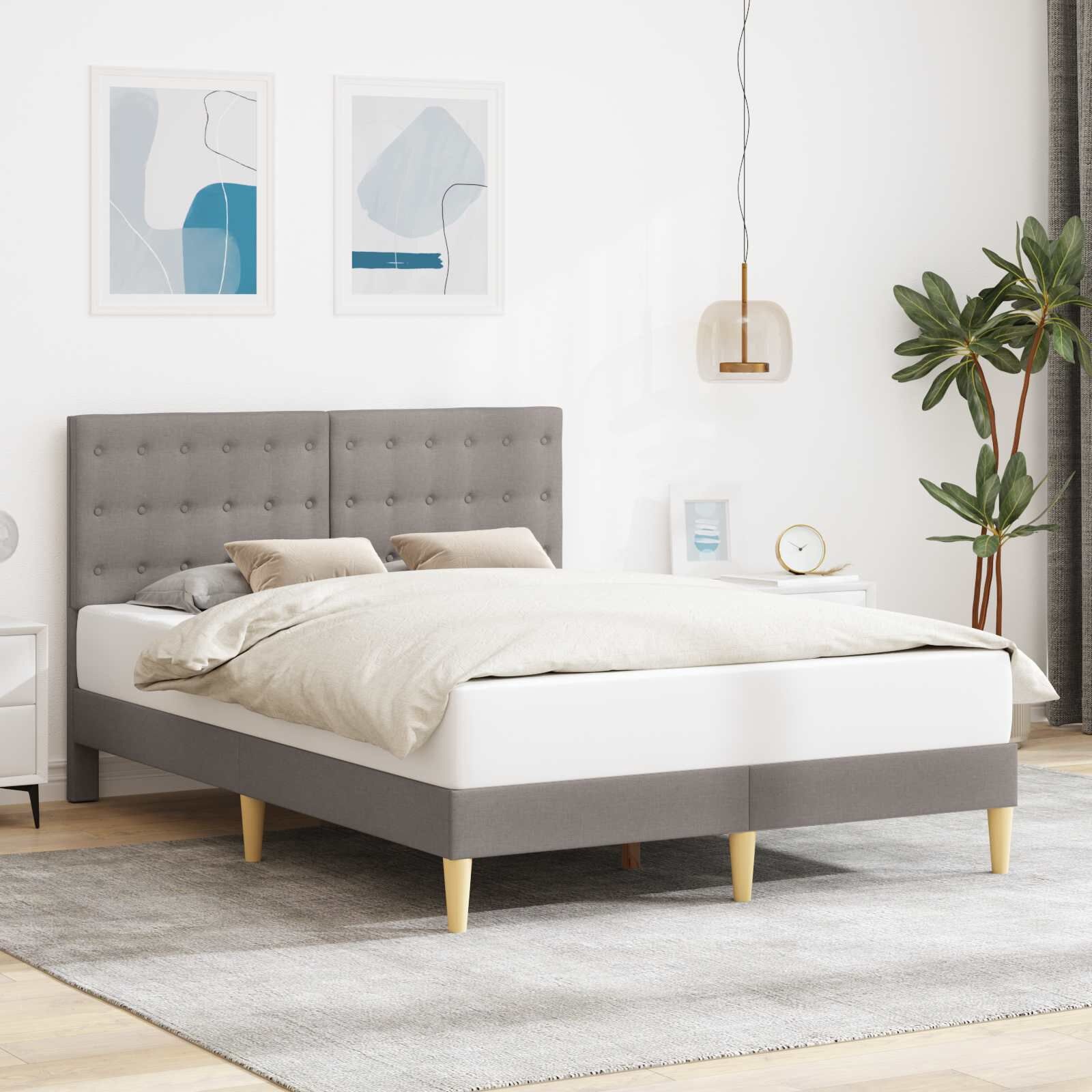vidaXL Bedframe met hoofdeinde Taupe 120 x 190 cm Stof