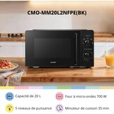 Compacte Zwarte Magnetron 20L - 700W met 5 Vermogensstanden & Ontdooifunctie