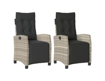 vidaXL Tuinstoelen Lichtgrijs Poly Rattan, 2 stuks met 25% Korting
