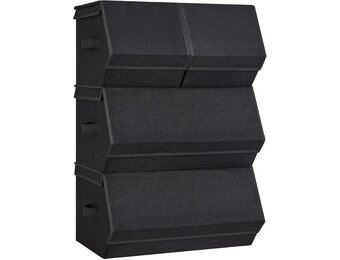 Opbergdozen Set van 4 - Stapelbaar & Opvouwbaar - Zwart (24% Korting)