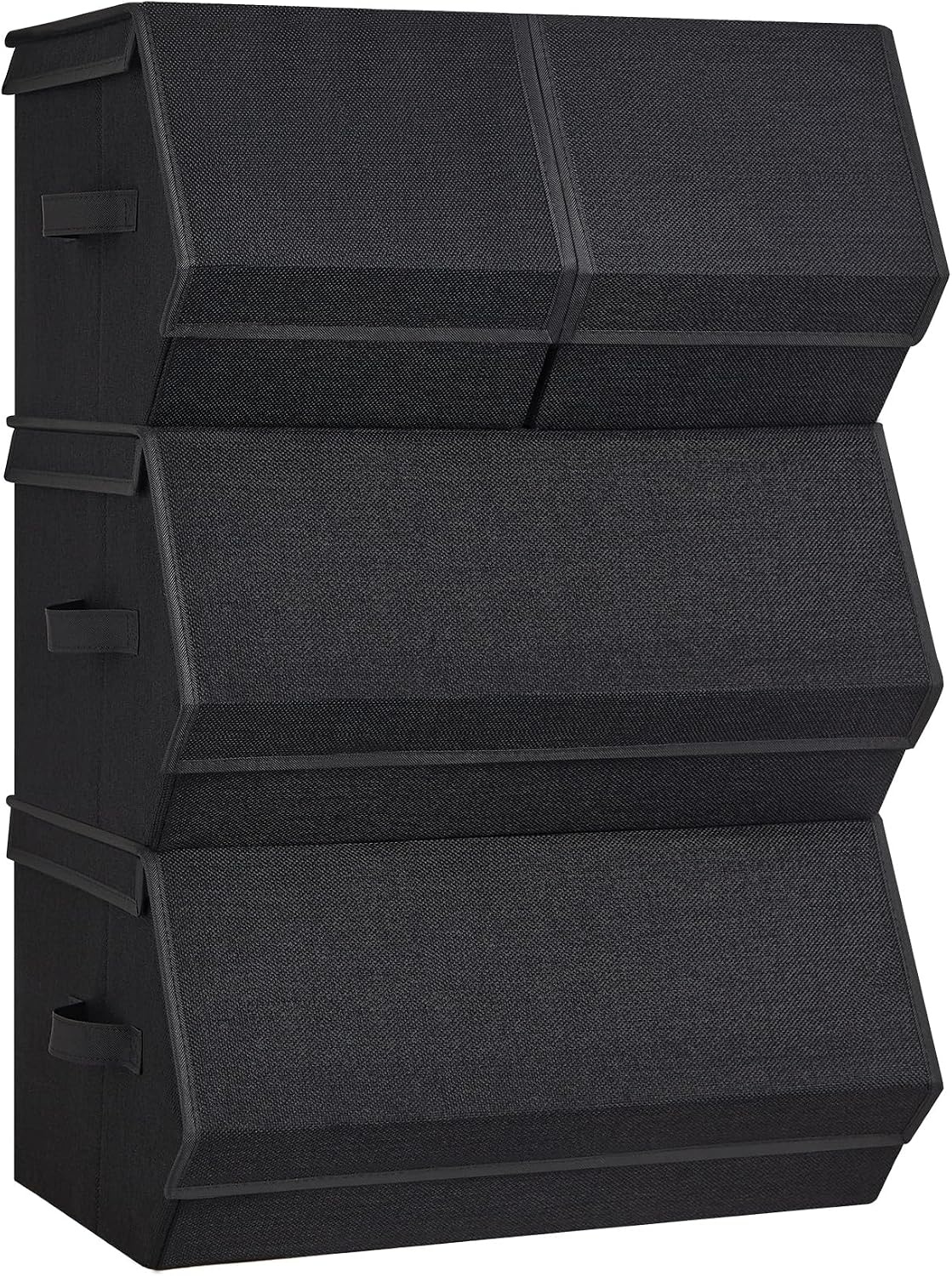 Opbergdozen Set van 4 - Stapelbaar & Opvouwbaar - Zwart (24% Korting)