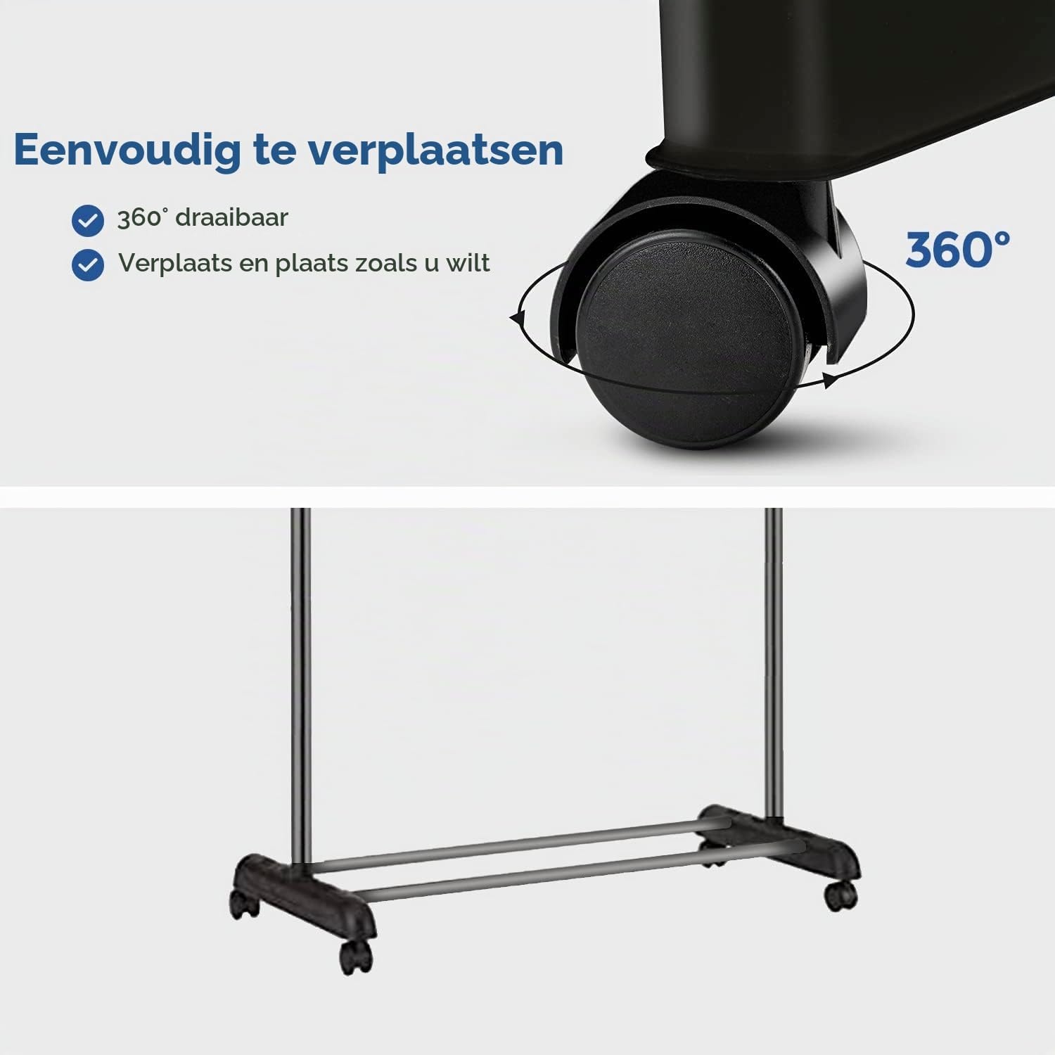 Edihome, Kledingrek, kledingkast, kledingrek, kledingkast, robuust, van metaal en draagbaar, met wielen