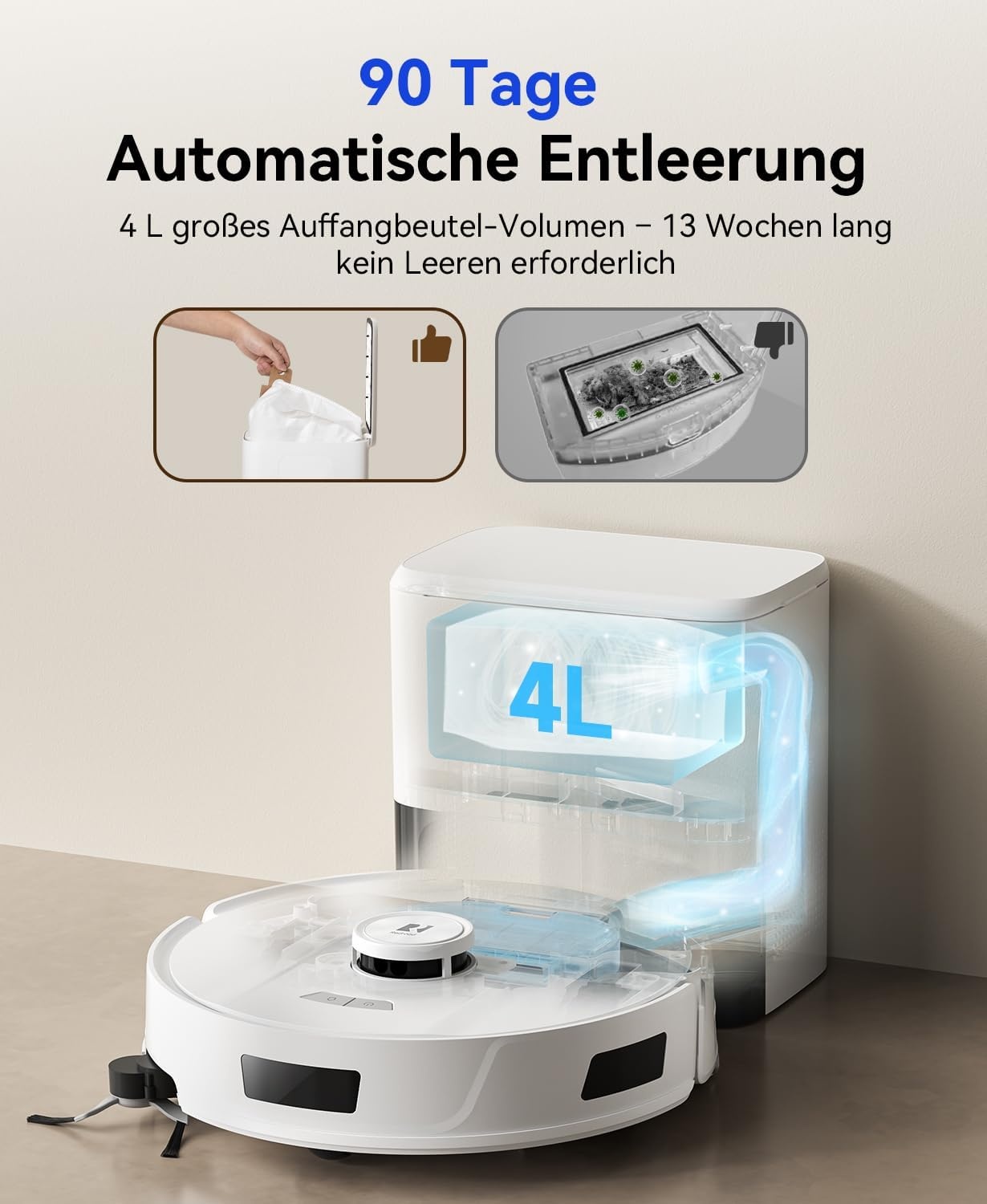 Robotstofzuiger met Dweilfunctie - 10.000 Pa - Wit - 59% Korting