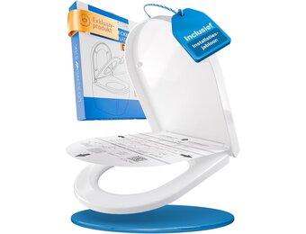 LOBENSWERK Wc-bril met softclosemechanisme, D-vorm, lange levensduur, eenvoudige installatie, antibacterieel en uv-bestendig, toiletdeksel, wc-deksel, wc-bril, incl. installatiesjabloon