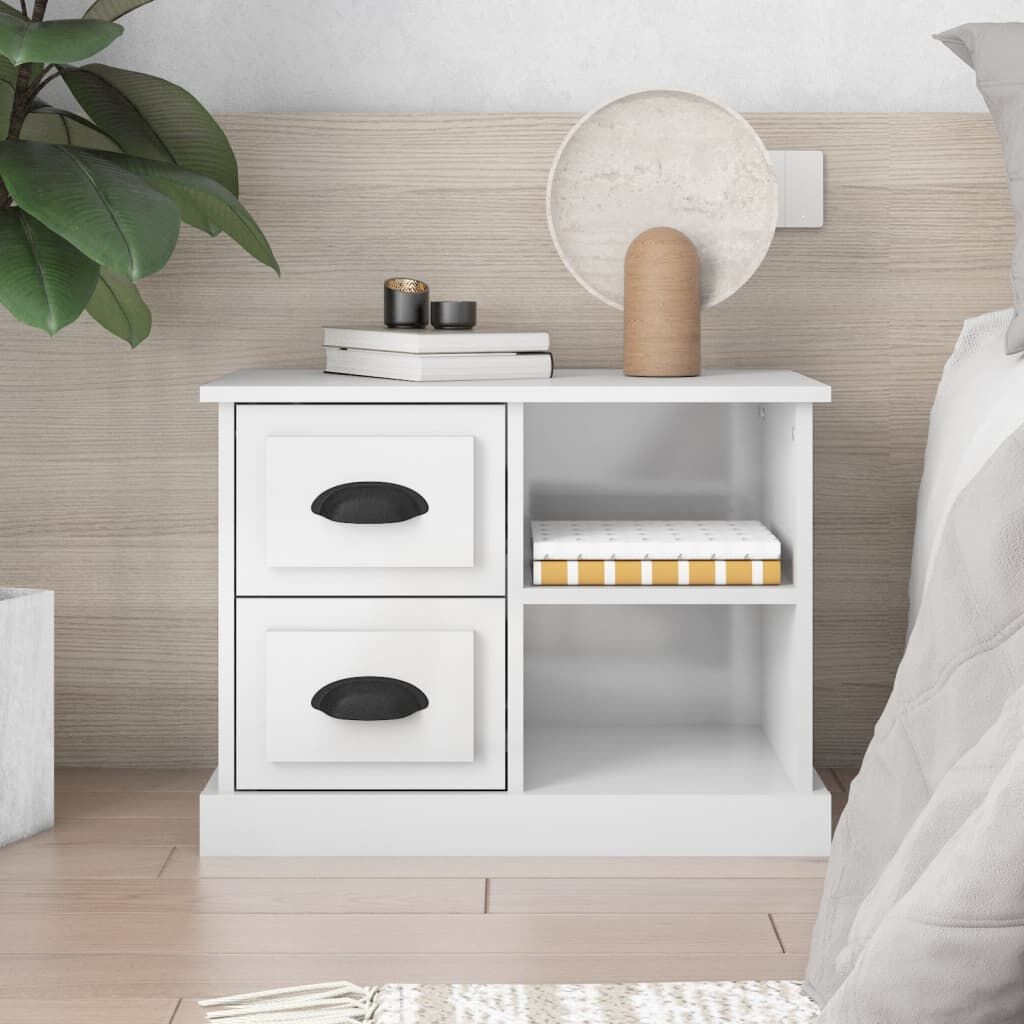 Nachtkastje Hoogglans Wit 60x35,5x45 cm - 57% Korting!