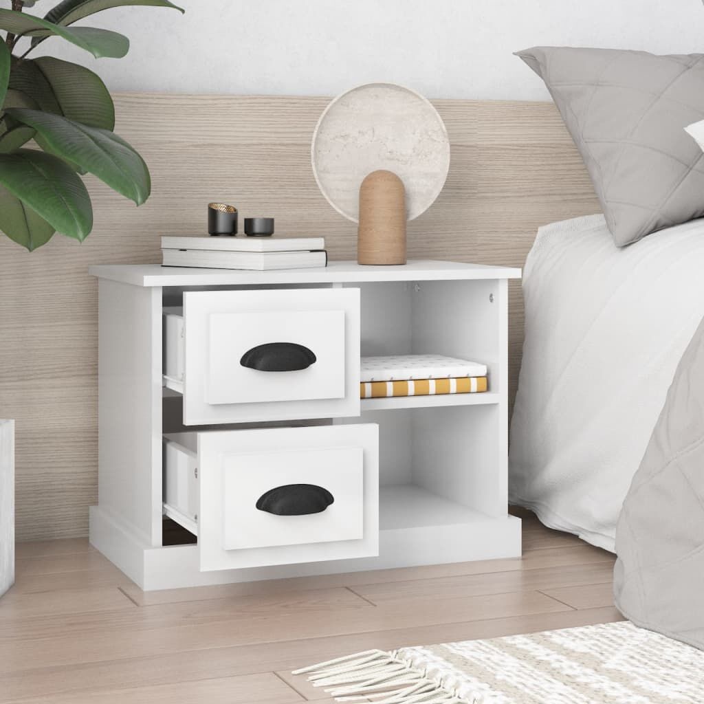 Nachtkastje Hoogglans Wit 60x35,5x45 cm - 57% Korting!