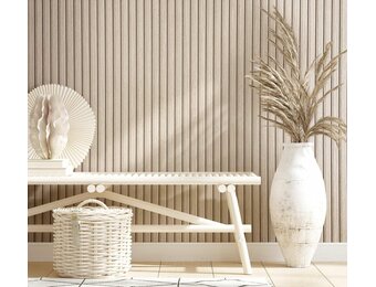 Vliesbehang Houtlook Beige - 3D Akoestisch Paneel Effect (22% Korting)