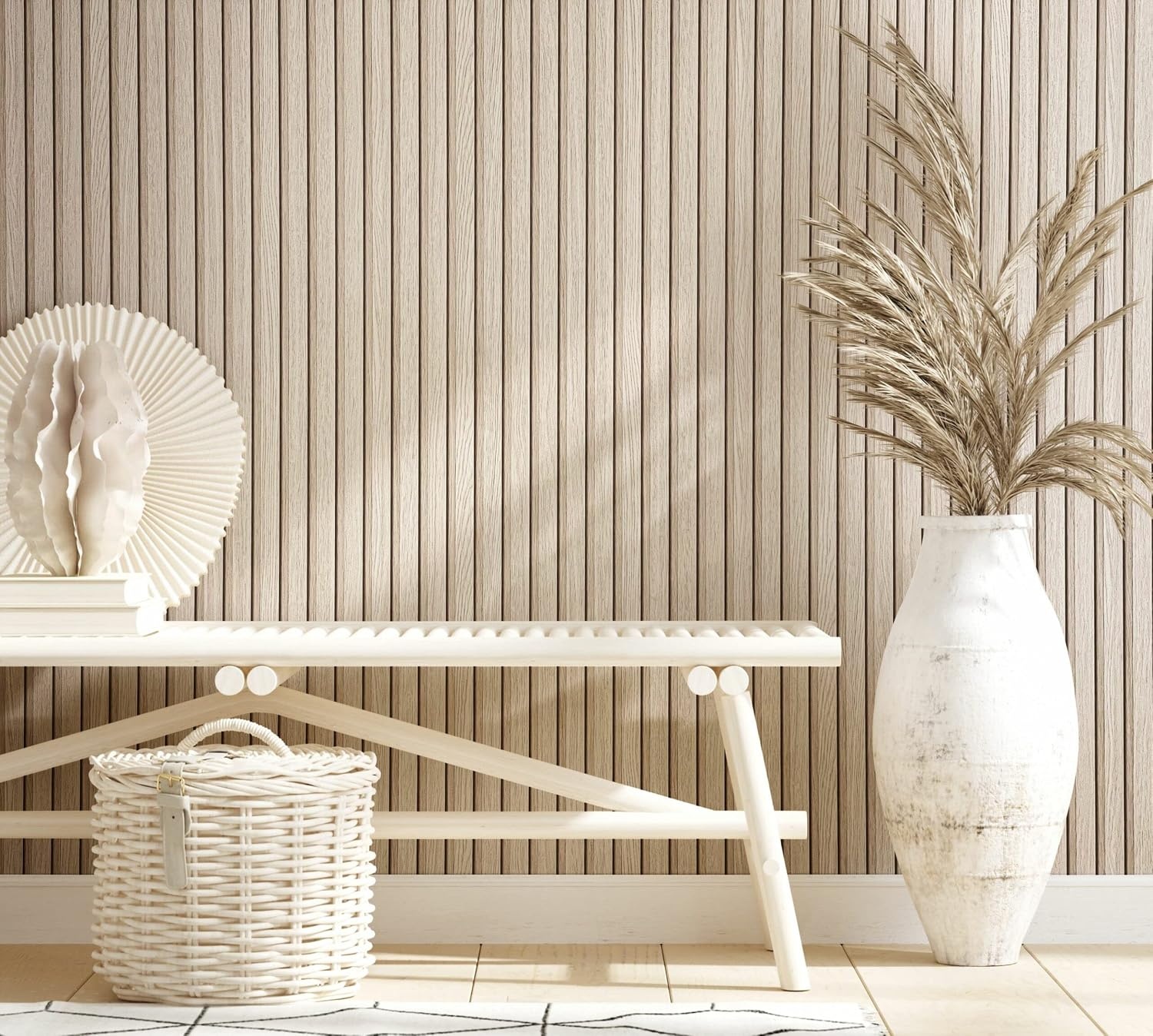 Vliesbehang Houtlook Beige - 3D Akoestisch Paneel Effect (22% Korting)