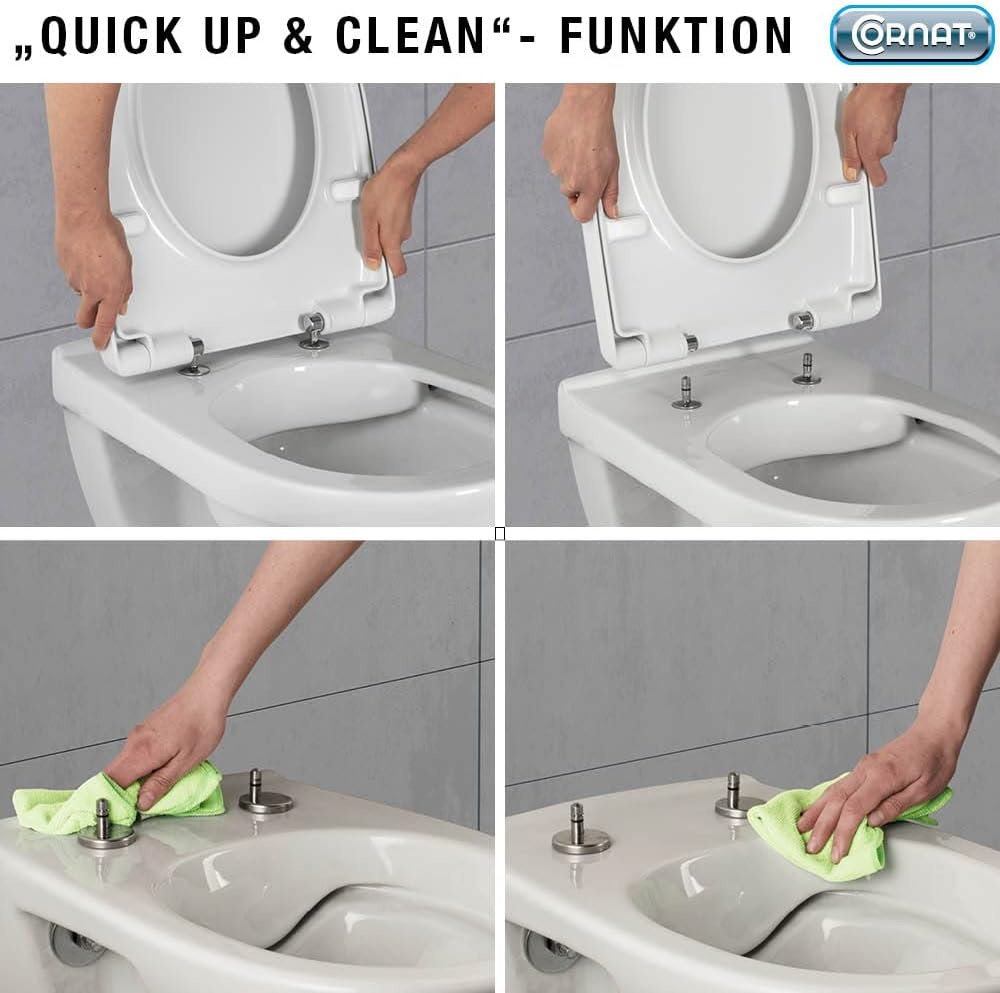 Cornat Premium 8 KSPREMSC800 Ergonomisch Ontwerp Duroplast Easy Care Quick Up & Clean Soft Close-functie Comfortabel inbouwmechanisme Zitting/WC-deksel