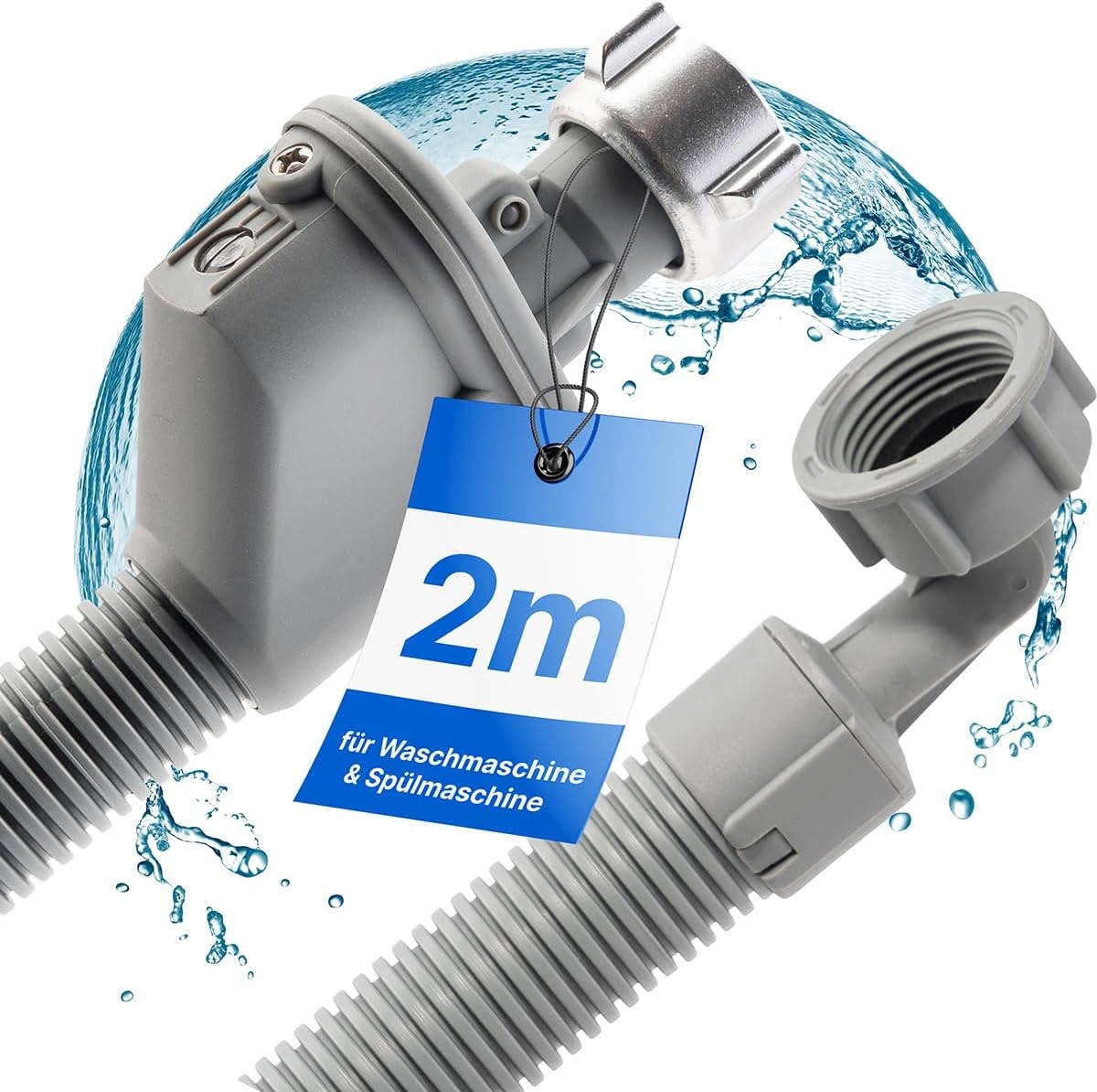 Aquastop Waterslang Wasmachine/Vaatwasser - 2m - 3/4" - Gebogen Connector | 22% Korting
