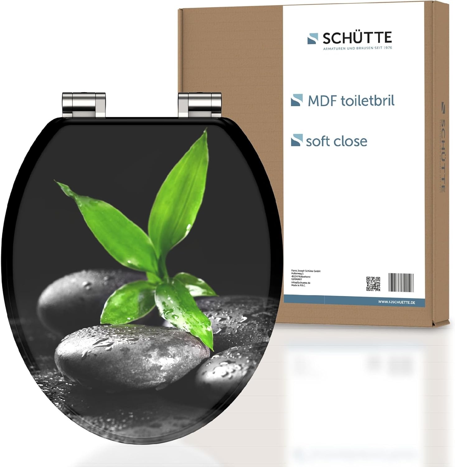 SCHÜTTE Wc-bril DARK Bamboo met softclosemechanisme van hout | toiletbril met wc-deksel | houten kern toiletdeksel met motief (maximale belasting van de wc-bril 175 kg) | hout