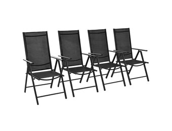 vidaXL Opklapbare stoelen, 4 stuks, aluminium en textiel, zwart.
