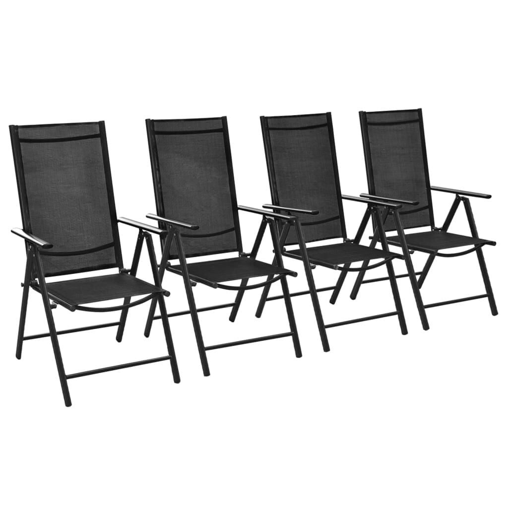 vidaXL Opklapbare stoelen, 4 stuks, aluminium en textiel, zwart.