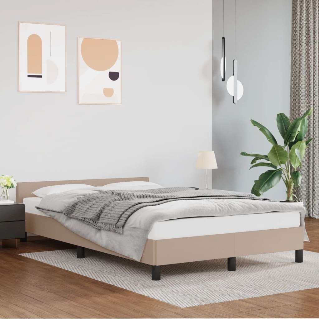 vidaXL Bedframe zonder matras 120x190 cm kunstleer cappuccinokleurig