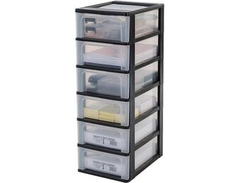 Iris Ohyama Opbergtoren met 6 lades - 7L per lade - Zwart - 35,5 x 26 x 72,5 cm