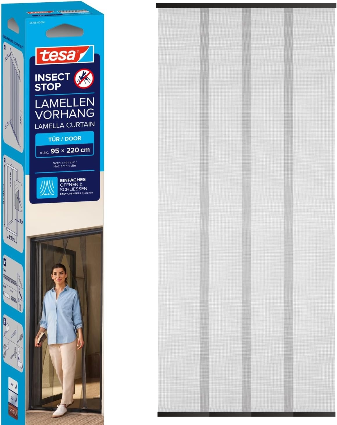 tesa Insect Stop Lamellendeur - Hordeur - 95 x 220 cm - Antraciet