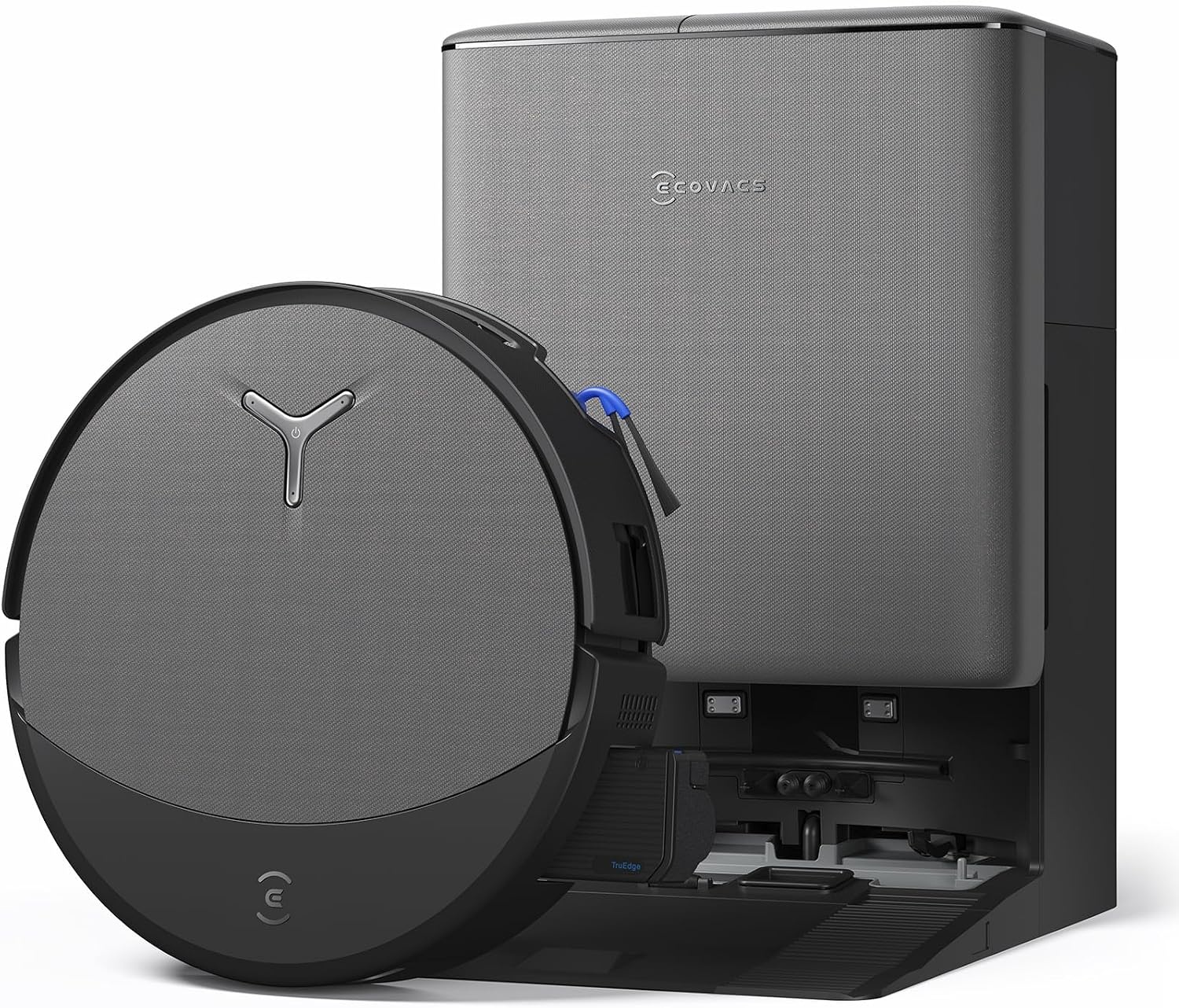 ECOVACS DEEBOT T90 PRO OMNI Robotstofzuiger en -mop, 30.000Pa, PowerBoost-opladen, OZMO ROLLER 3.0 met TruEdge 3.0, Automatische reinigingsmiddeldosering, AGENT YIKO AI, Zwart