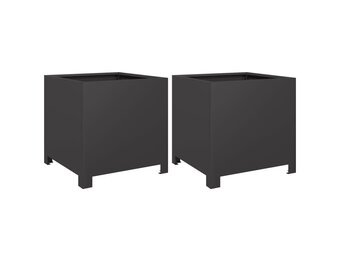 vidaXL Plantenbakken 2 st 40x40x40 cm staal zwart