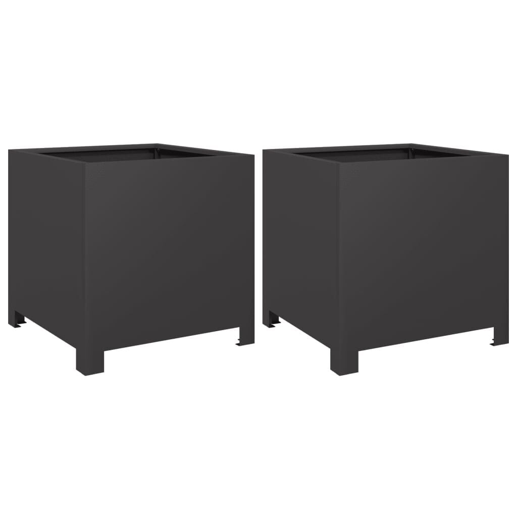 vidaXL Plantenbakken 2 st 40x40x40 cm staal zwart
