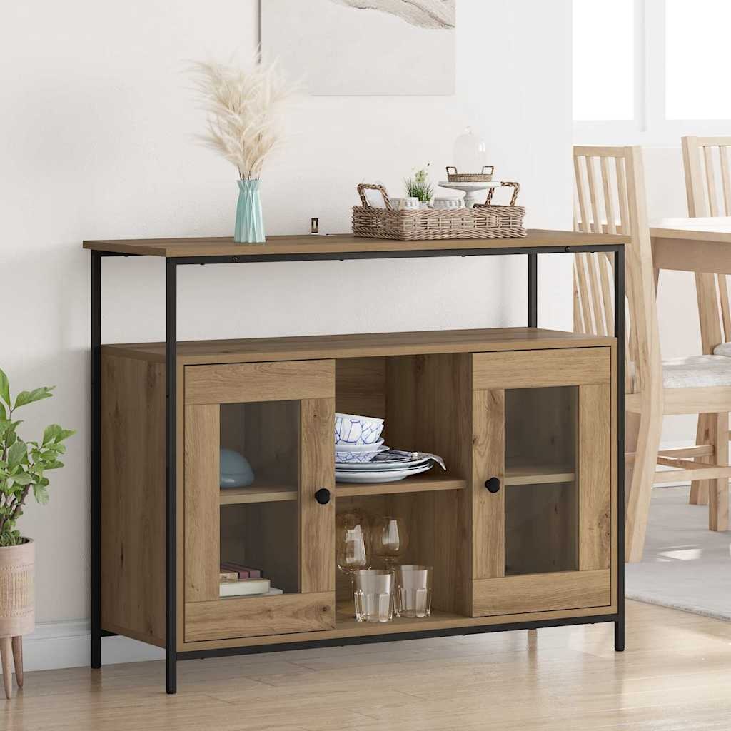 vidaXL Dressoir Artisan Eiken 100 x 35 x 80 cm Bewerkt hout