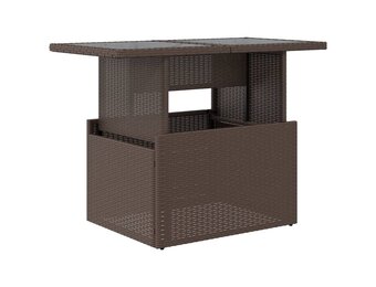 vidaXL Tuintafel met glazen blad 100x55x73 cm poly rattan bruin