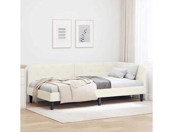 vidaXL Hoekbedframe Crème 90 x 190 cm fluweel
