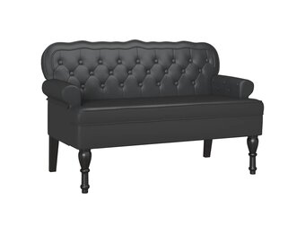 vidaXL Chesterfield Bank Zwart 119,5 x 64,5 x 75 cm Nep Leer