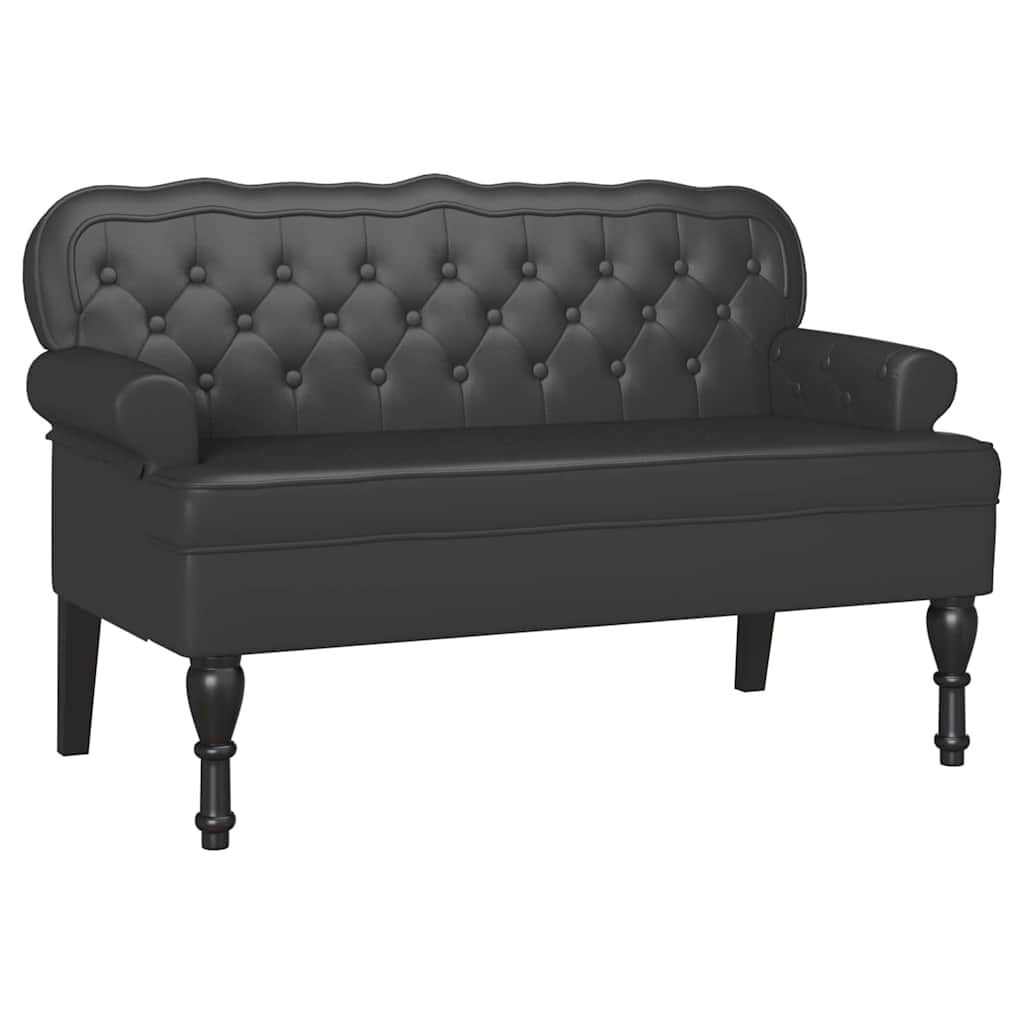 vidaXL Chesterfield Bank Zwart 119,5 x 64,5 x 75 cm Nep Leer