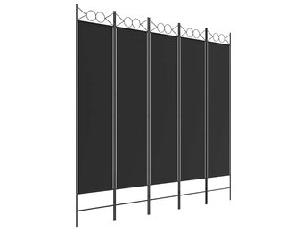 vidaXL Kamerscherm met 5 panelen 200x200 cm stof zwart