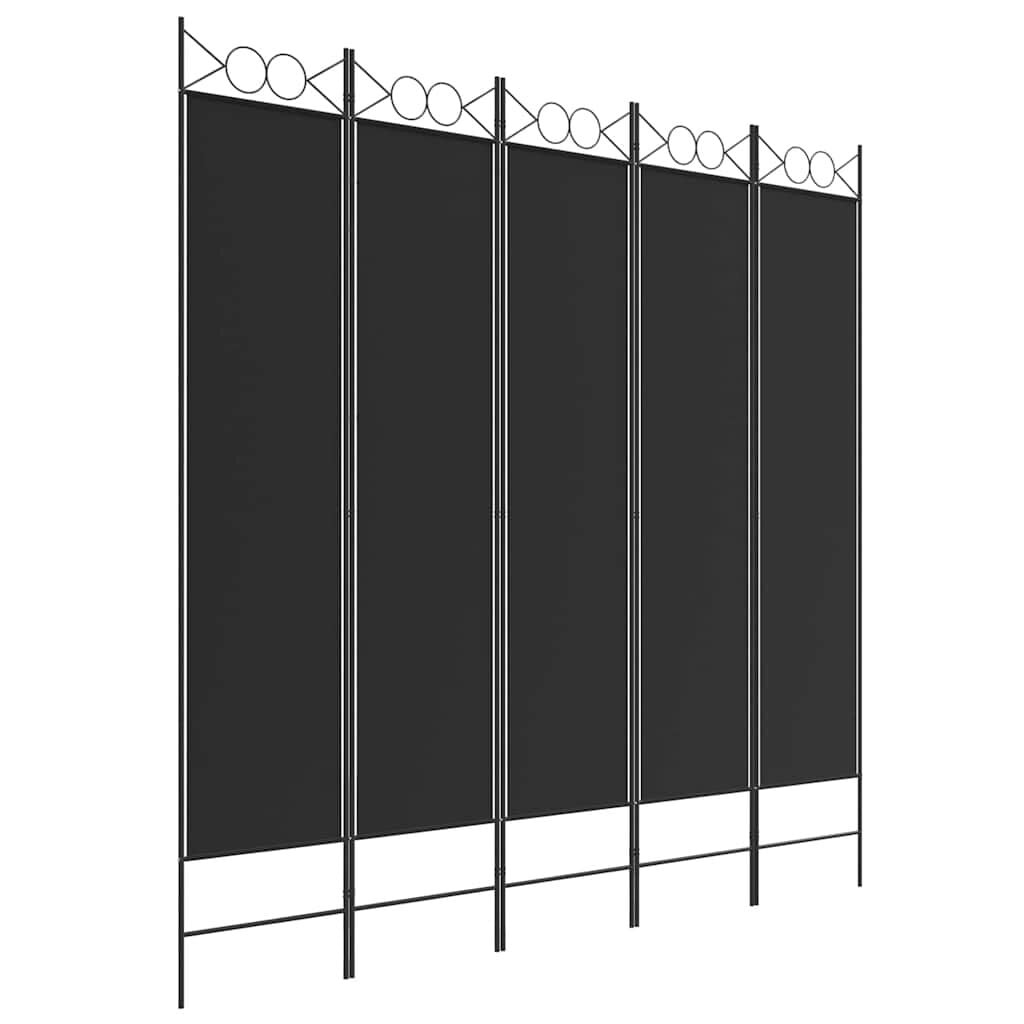 vidaXL Kamerscherm met 5 panelen 200x200 cm stof zwart