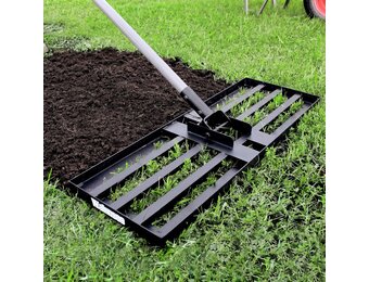 Walensee Gazon Egaliseerhark - 76 x 25 cm - 213 cm steel - Zwart