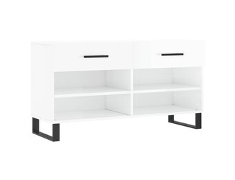 vidaXL Schoenenbank 102x35x55 cm bewerkt hout hoogglans wit