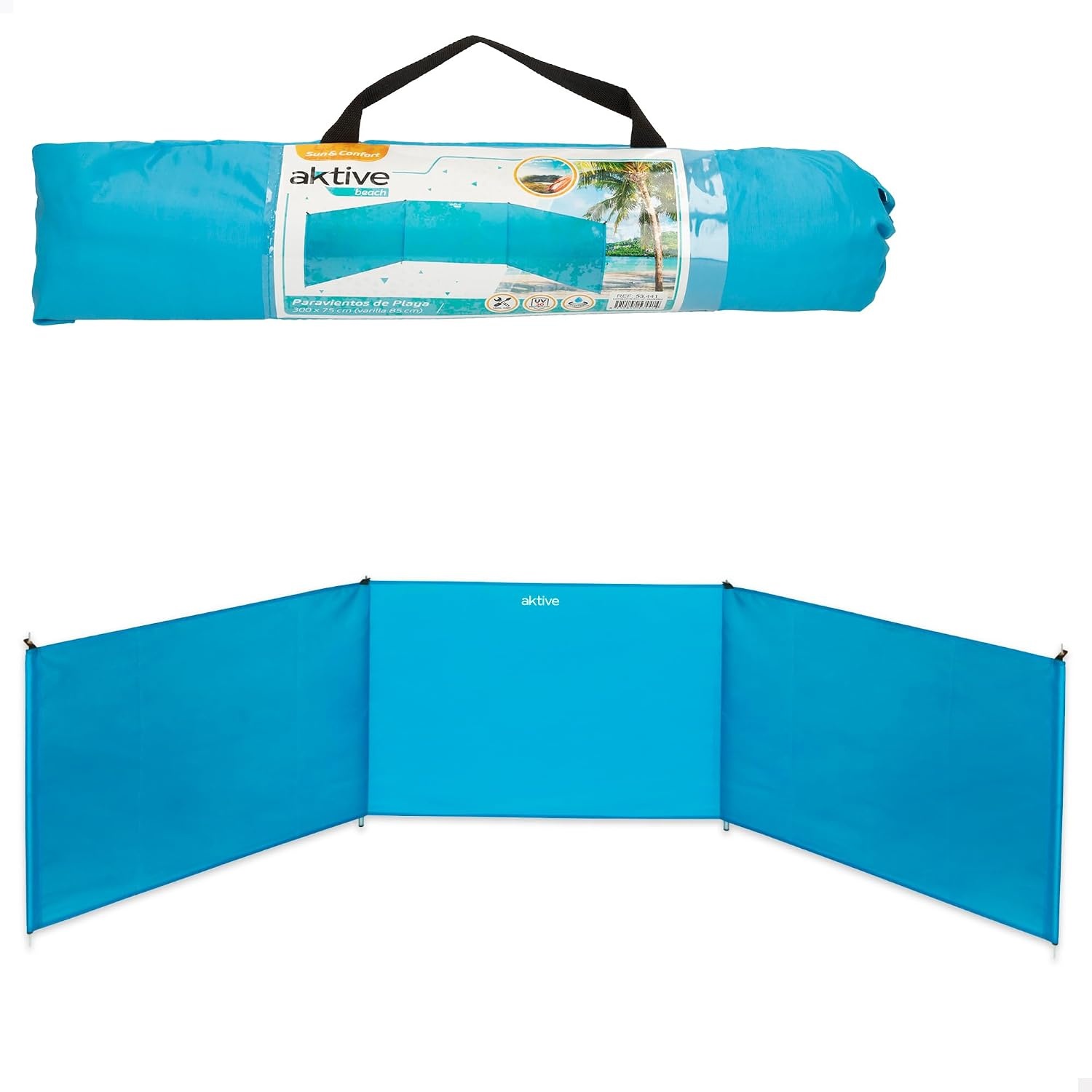 AKTIVE windbescherming voor strand, opvouwbaar, Meerkleurig, 300 x 75 cm