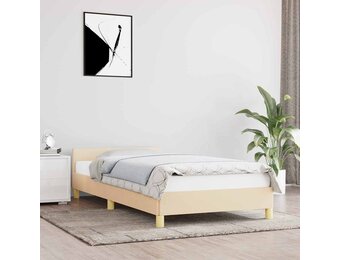 vidaXL Bedframe zonder matras 100x200 cm stof crèmekleurig