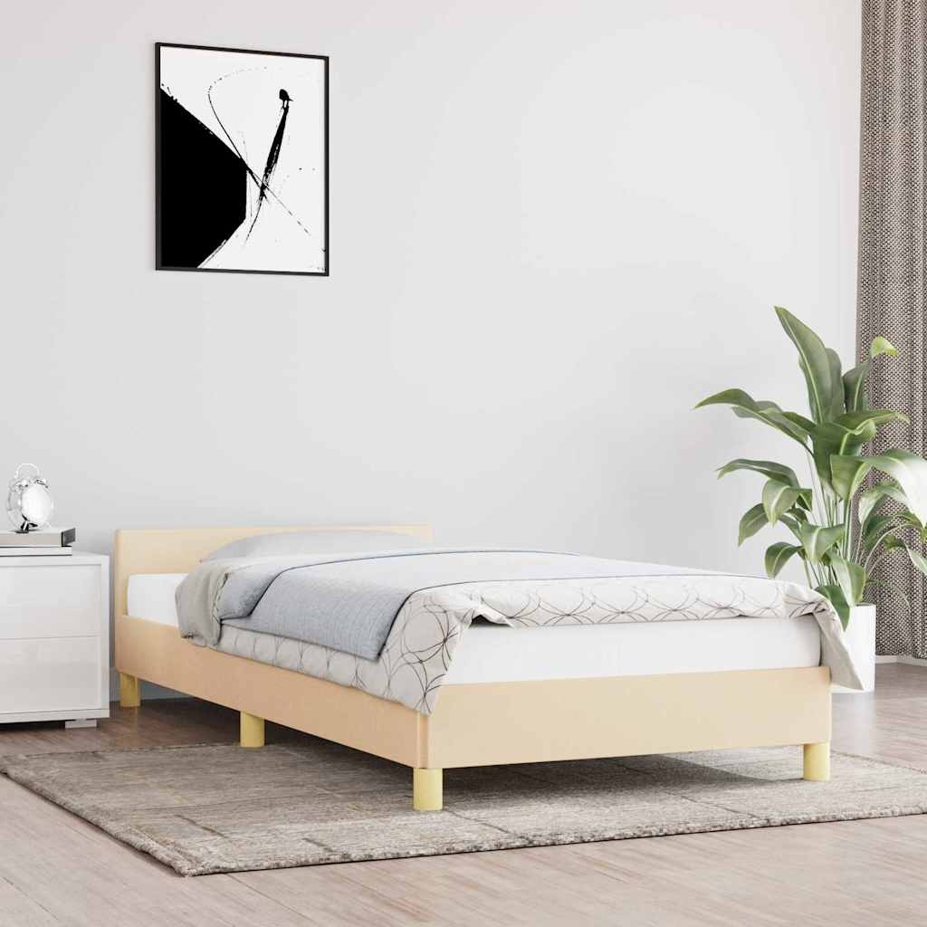 vidaXL Bedframe zonder matras 100x200 cm stof crèmekleurig