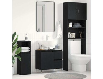 vidaXL Badkamer Kast Zwart Eiken 65 x 33 x 60 cm Bewerkt hout