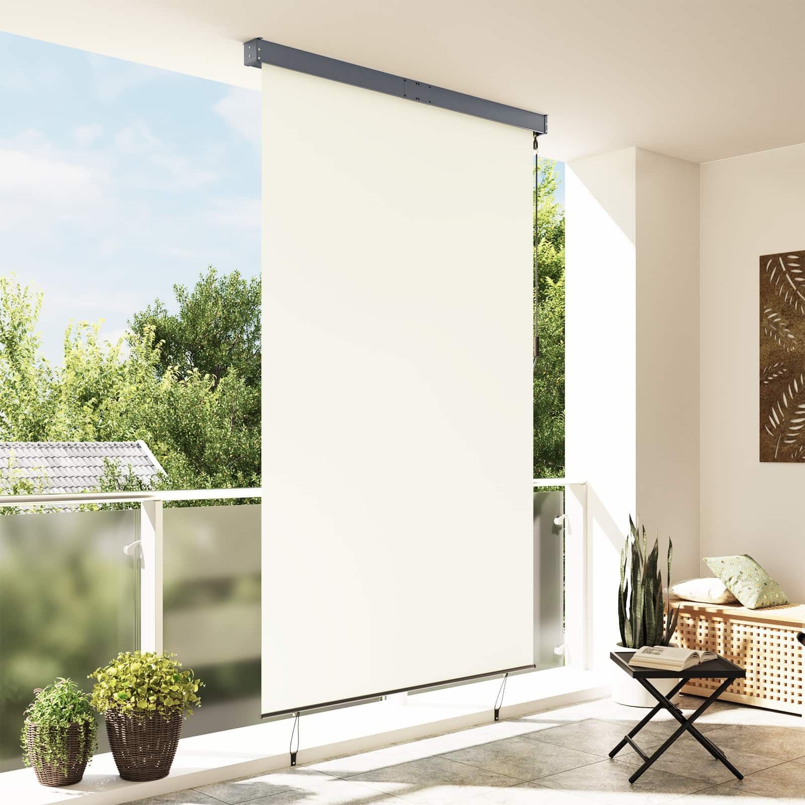 vidaXL Rolgordijn voor buiten 160x250 cm crème