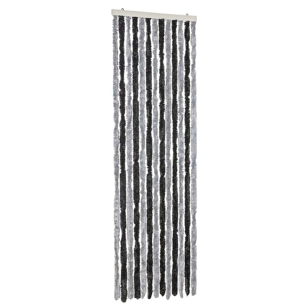 vidaXL Vliegengordijn 56x185 cm chenille grijs en zwart