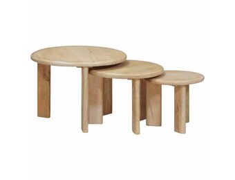 vidaXL Nest Koffietafels 3 st Zwart Ø 54 x 40 cm Massief Mango Hout