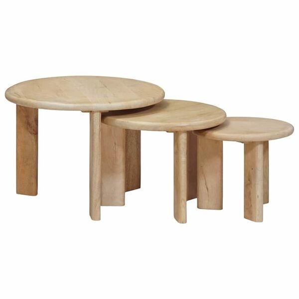 vidaXL Nest Koffietafels 3 st Zwart Ø 54 x 40 cm Massief Mango Hout