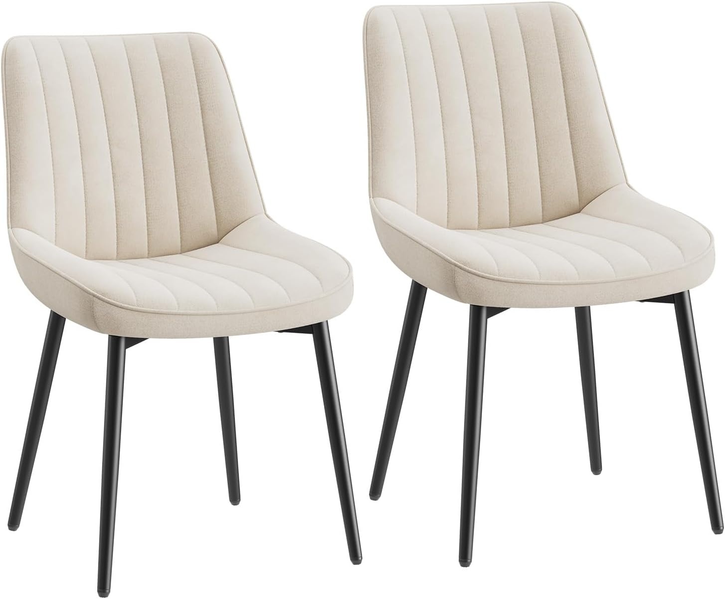 COLAMY Fluweel Eetkamerstoelen - Set van 2 - Beige - Moderne Gestoffeerde Stoelen met Metalen Poten