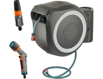 Gardena Wandslangenbox RollUp L Wit 30 meter - Automatisch oprolbaar