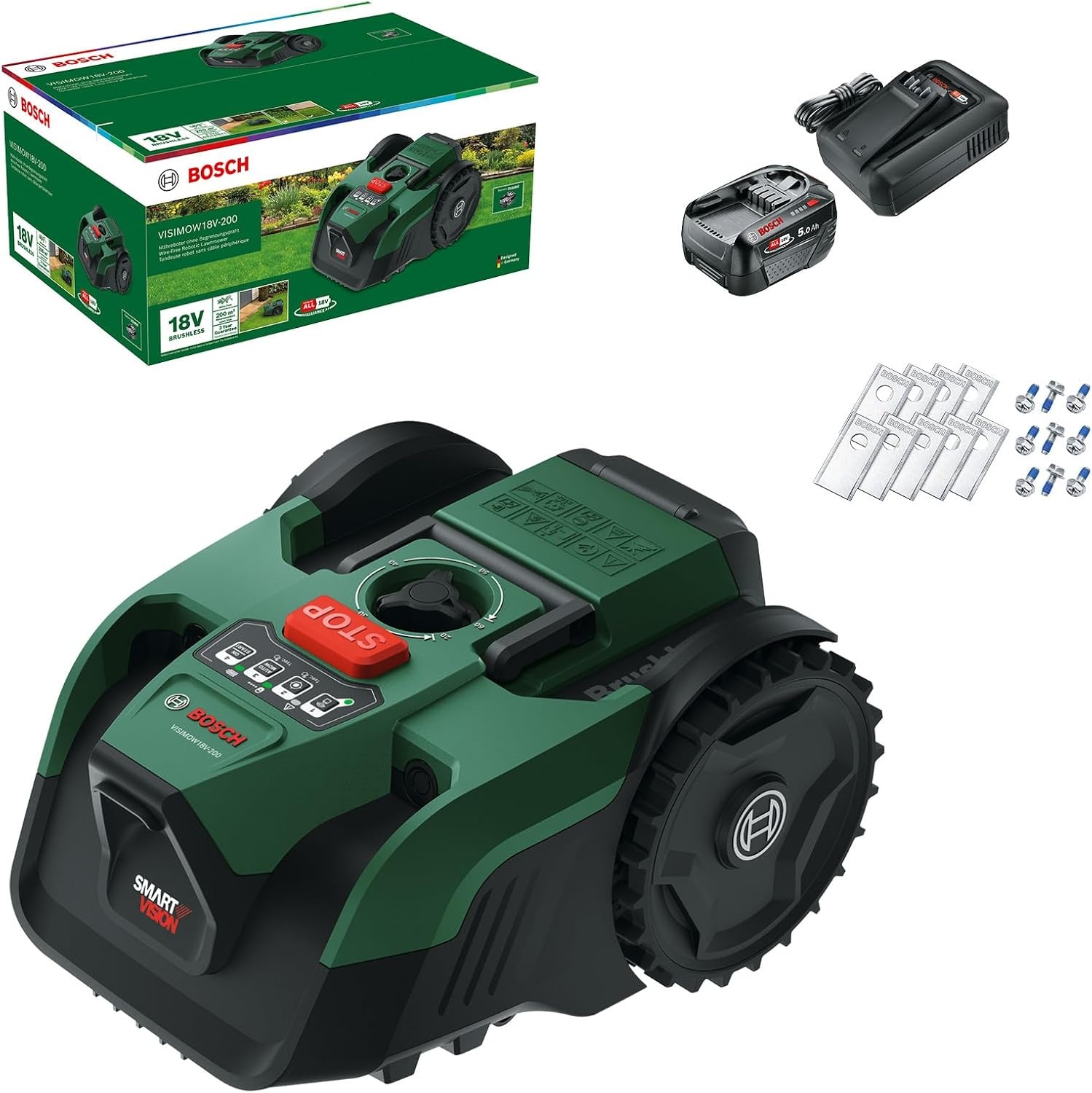 Robotmaaier tot 200m² met Smartvision, Accu & Lader - 60% Korting