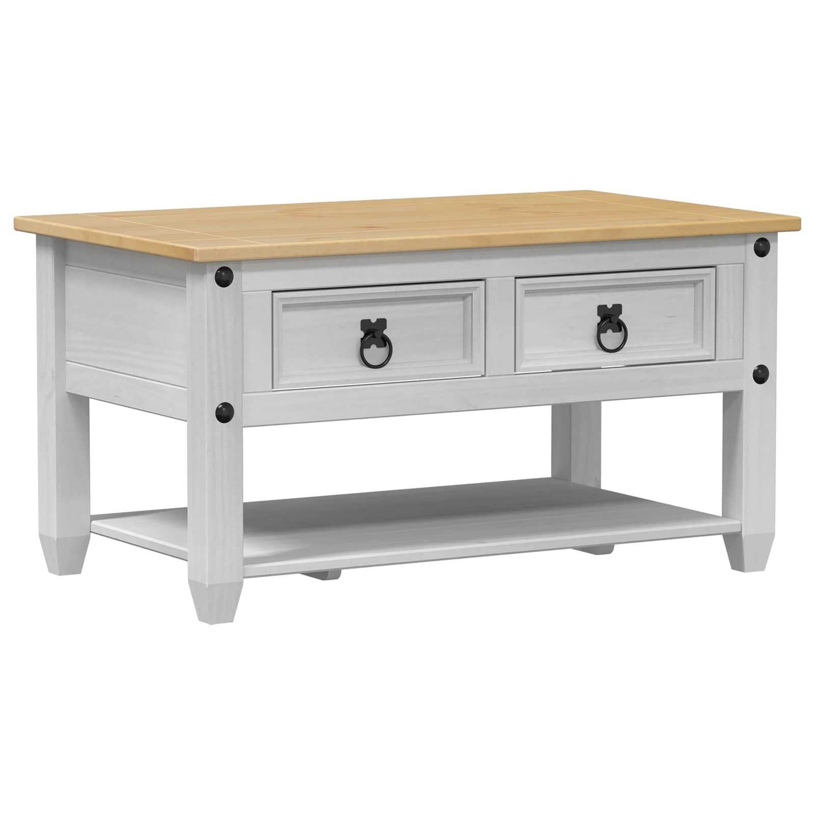 Salontafel Grenenhout Wit Met Lade - 25% Korting