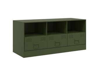 Olijfgroen TV-meubel van Staal - 99x39x44 cm met 25% Korting