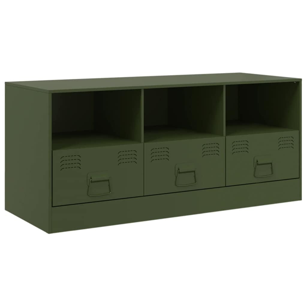 Olijfgroen TV-meubel van Staal - 99x39x44 cm met 25% Korting