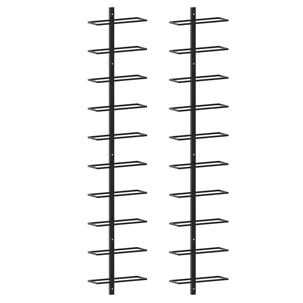 Wijnrek voor 20 Flessen - Wandmontage (2 stuks) Zwart - 24% Korting!