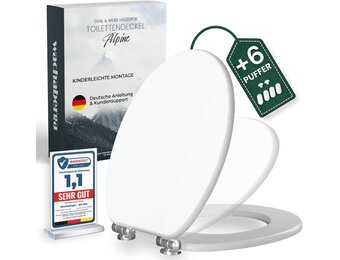 Luxe Toiletbril Wit - Soft-close - MDF - 43.5 x 37.7 cm - 19% Korting