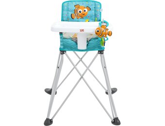 Bright Starts, Pop 'n Dine Draagbare kinderstoel Disney Baby Findet Nemo, met zuignapspeelgoed, compact opvouwbaar, ruimtebesparend, voor binnen en buiten, vanaf 6 maanden