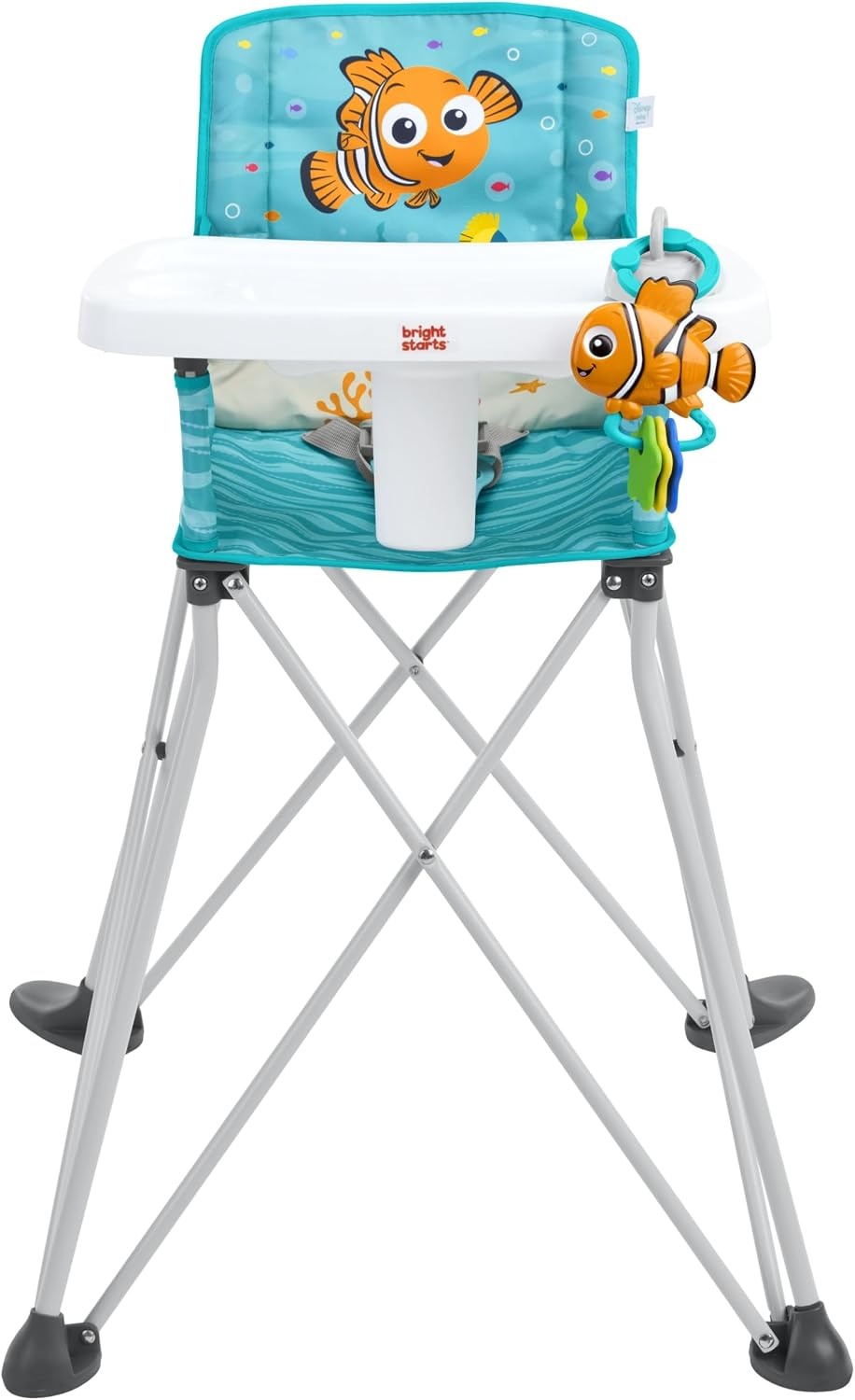 Bright Starts, Pop 'n Dine Draagbare kinderstoel Disney Baby Findet Nemo, met zuignapspeelgoed, compact opvouwbaar, ruimtebesparend, voor binnen en buiten, vanaf 6 maanden